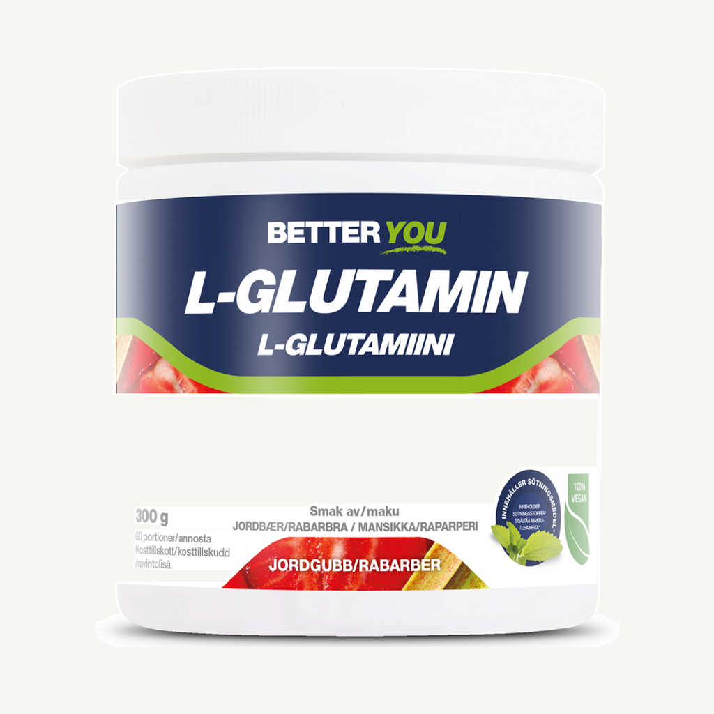 Better You Naturligt L-Glutamin 300 g - Jordgubb/Rabarber